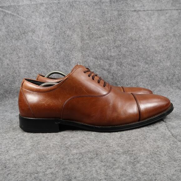 Stacy Adams Shoes Mens 10.5 Oxford Dress Cap Toe Leather Brown Formal Business - Picture 1 of 11